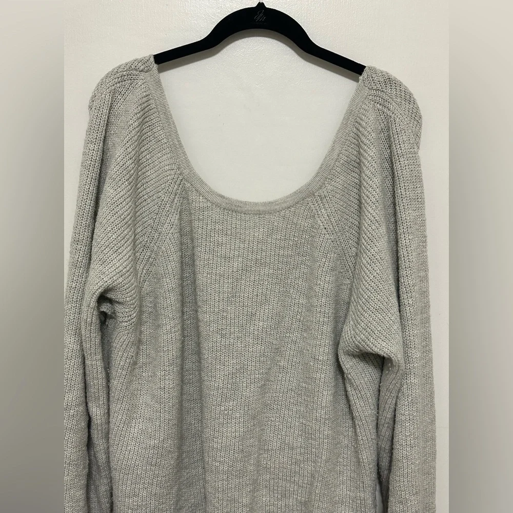 Soft Aerie Sweater with Crisscross Back - Gray - Picture 2 of 9